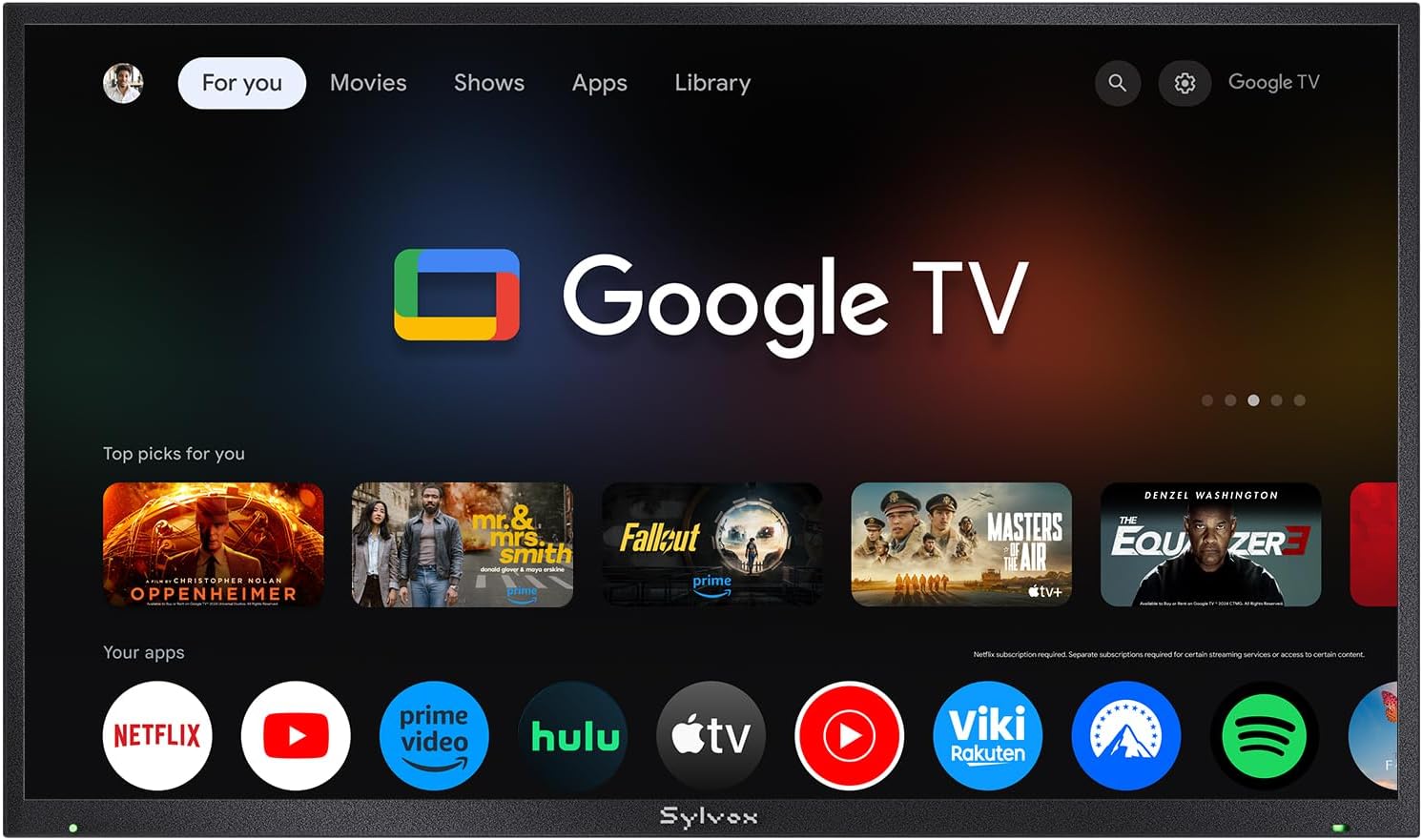SYLVOX Outdoor TV with Rolling Stand & Soundbar, 65 inch 4K Smart TVs, Weatherproof & IP56 Waterproof, Support Google Assistant, 1000 nit Brightness Partial Sun (Deck Pro 3.0/2026)