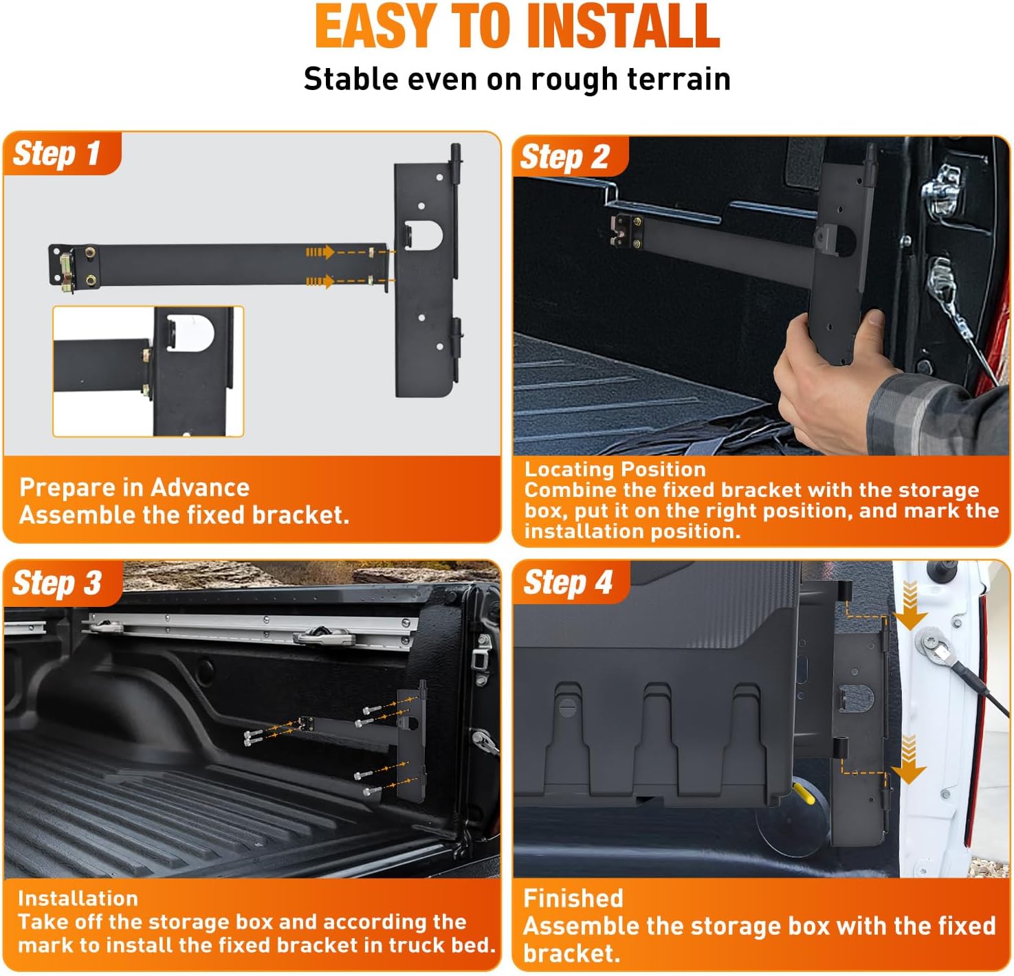Nilight Truck Bed Tool Box Right Passenger Side Truck Tool Box Fit for Ford F-250/350 Super Duty 1999-2016 ABS Swing Case Truck Bed Storage Box with Lockable Lid Waterproof Wheel Well Toolbox Balck
