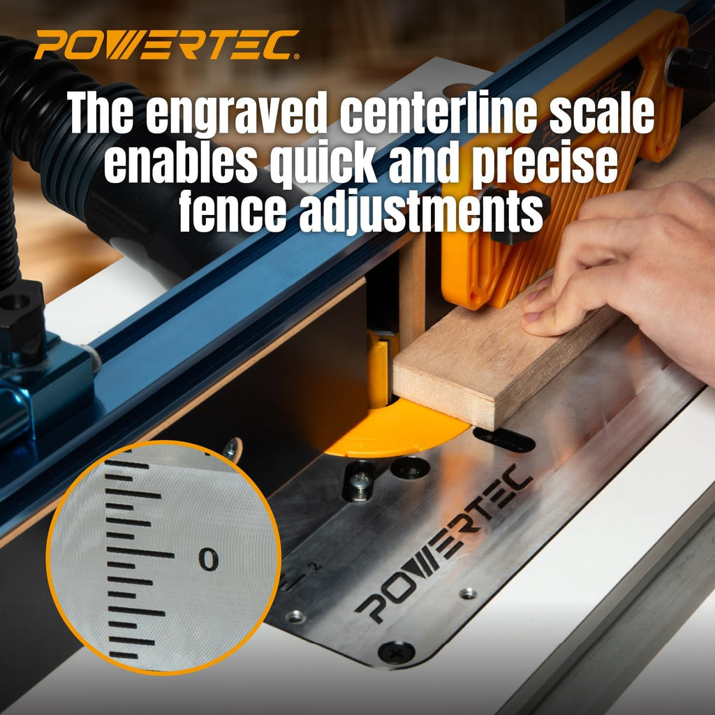 POWERTEC 24' x 32' Benchtop Router Table w/Aluminum Insert Plate – Laminated MDF Top, Reducer Rings, Leveling Screws, and Starting Pin Compatible with Bosch, DeWalt, Makita, and Other Brands (71964)