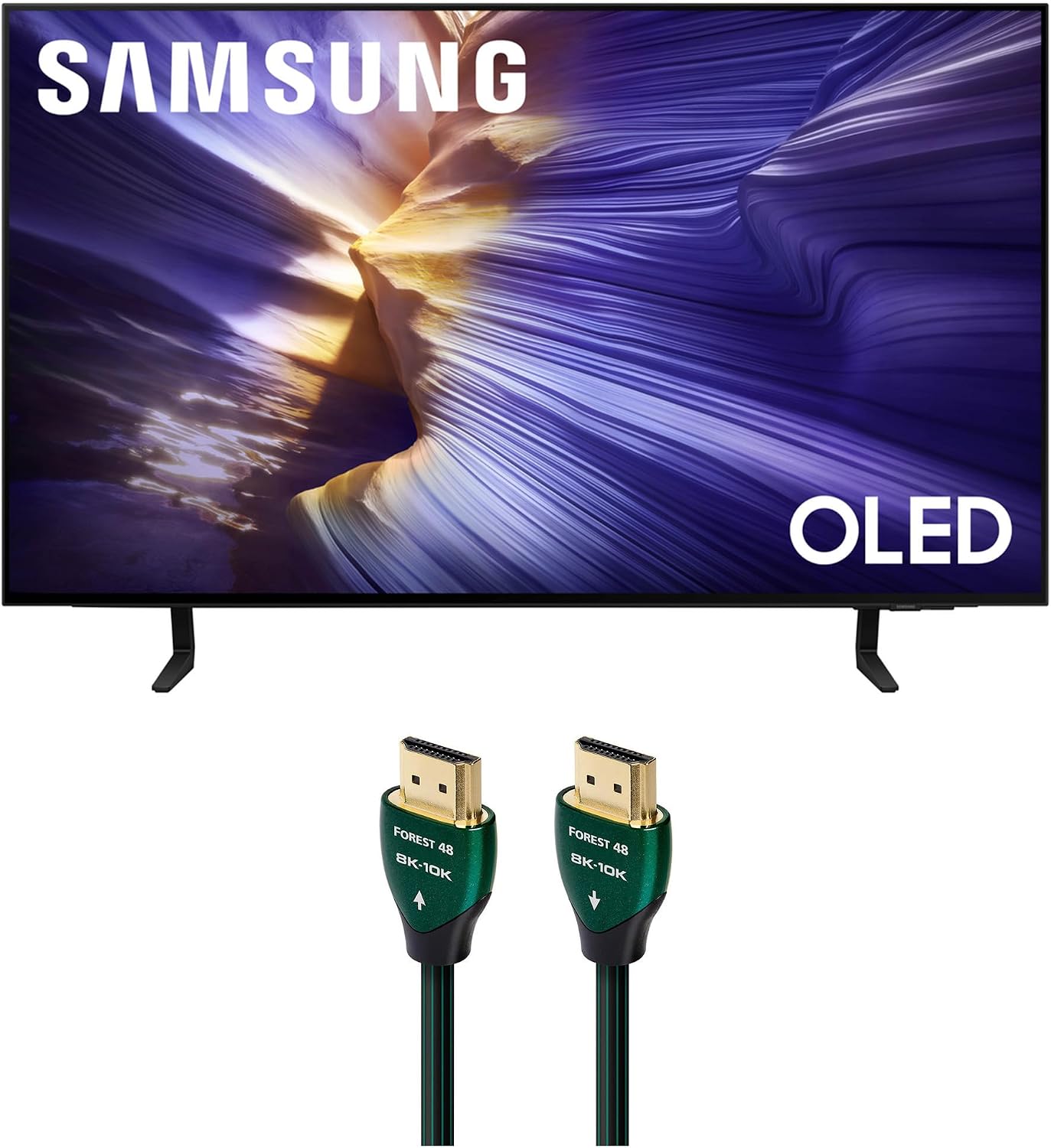 Samsung QN42S90FAEXZA 42 Inch 4K OLED Smart TV with an AudioQuest Forest HDM48FOR225 2.25M 48G 8K-10K HDMI Digital Cable (2025)