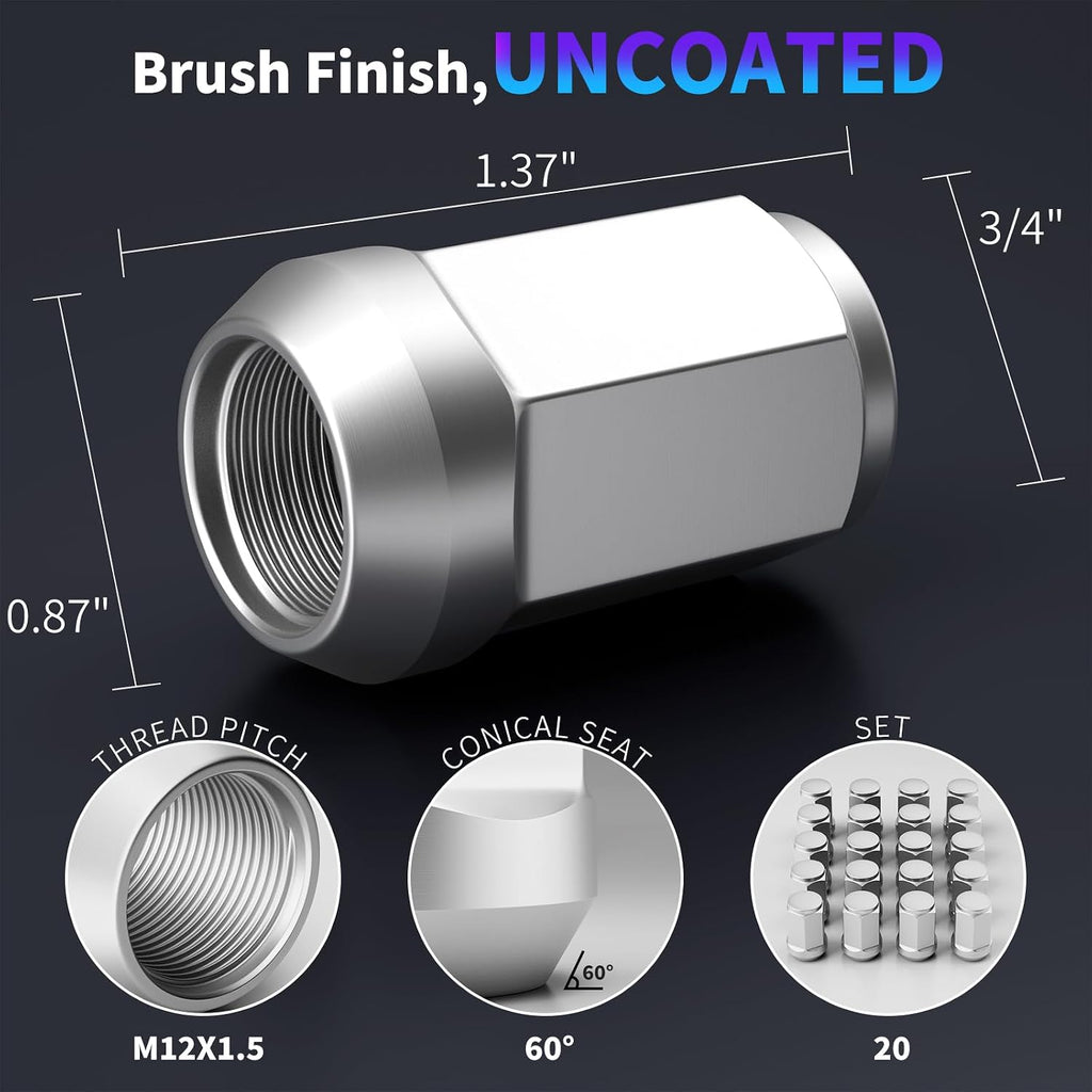 Titanium Lug Nuts - Ultra Lightweight Closed End Wheel Nuts | High-Strength & Corrosion-Resistant Titanium Alloy | OE Fitment for Cars/Trucks/SUV | for Aftermarket Wheels