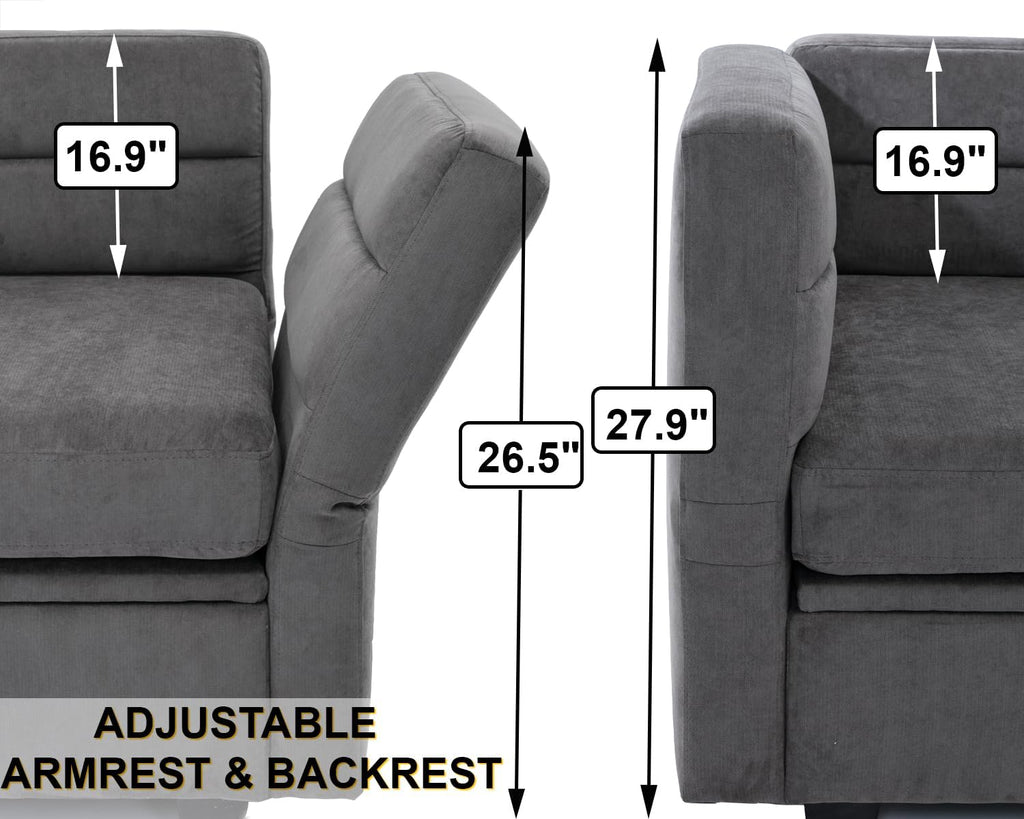asunflower Loveseat with Ottoman Small Couch with Storage Seats Modular Loveseat Sofa for Small Spaces Convertible L Shaped 2 Seater Sectional Sofa for Office,Bedroom,Dorm(Dark Grey)