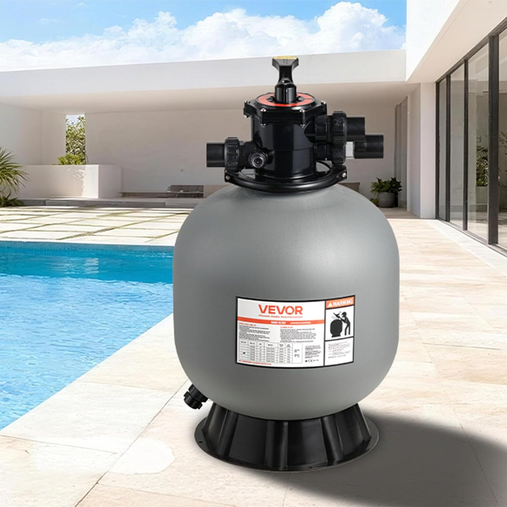 VEVOR Sand Filter, 20-Inch, 50 GPM Above Inground Swimming Pool Sand Filter System, with 7-Way Multi-Port Valve, Backwash, Rinse, Recirculate, Waste, Winter, Closed Modes, for Above In Ground Pools
