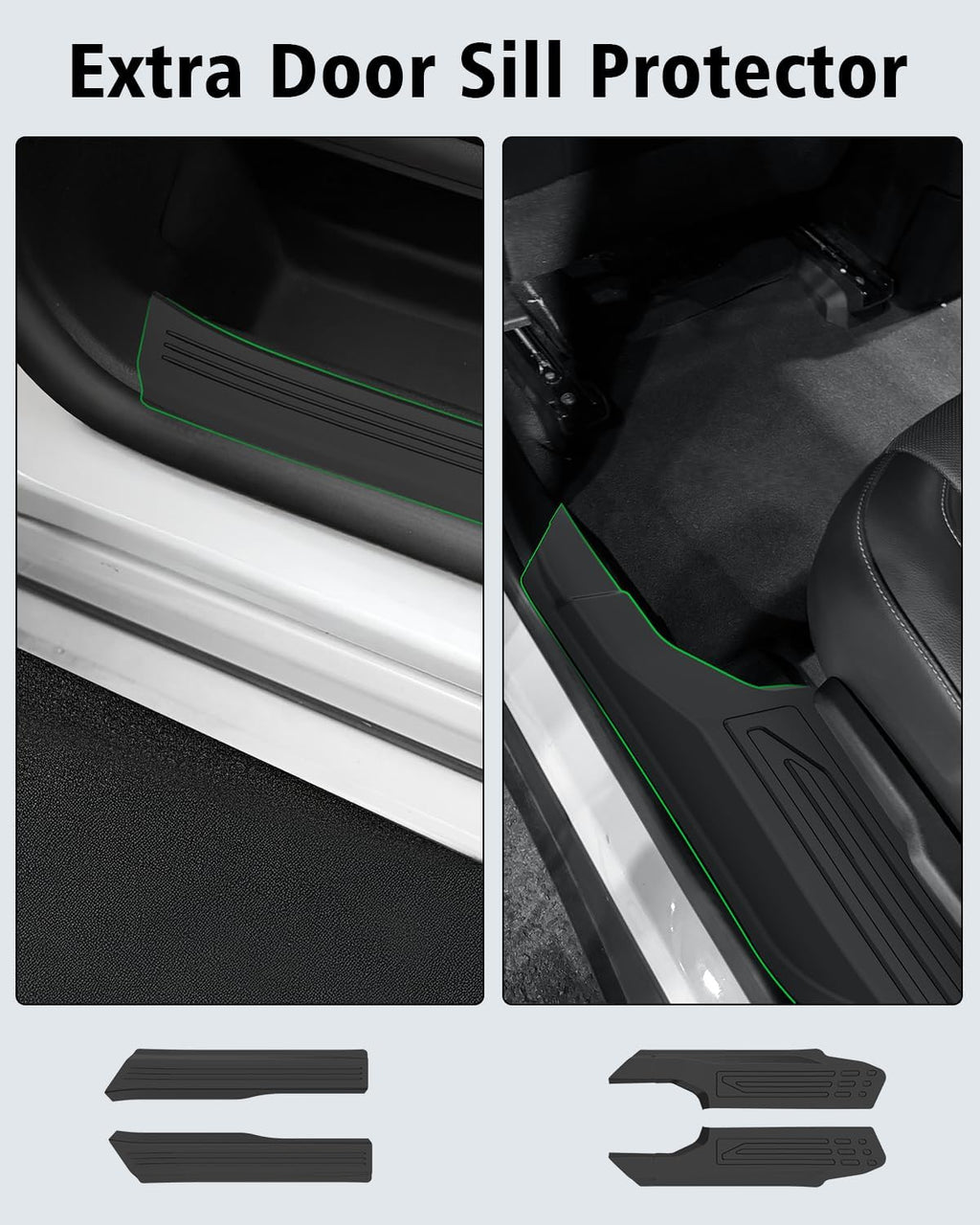 Floor Mats Custom for GMC Acadia 6 Seats 2017-2023 TPE All Weather Cargo Liner with Backrest Mat, 2nd Row Seat Back Protector & Door Sill Guards for Acadia Accessories, Black