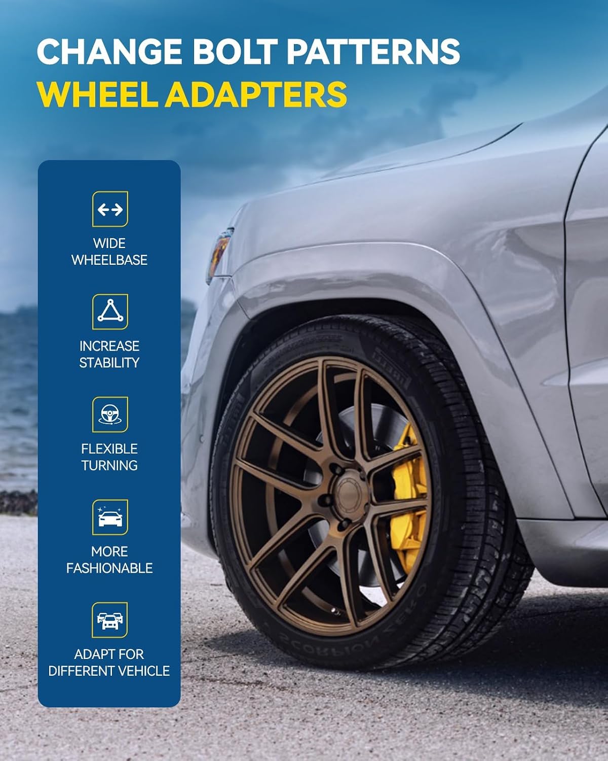 PHILTOP 5x5 to 6x5.5 Wheel Adapters 2 inch Compatible with Wrangler,5x127mm to 6x139.7mm Lug Centric Adapter with 78.1mm Hub Bore M14x1.5 Studs, fit for Grand Cherokee, Gladiator,Grand Cherokee L,4pcs
