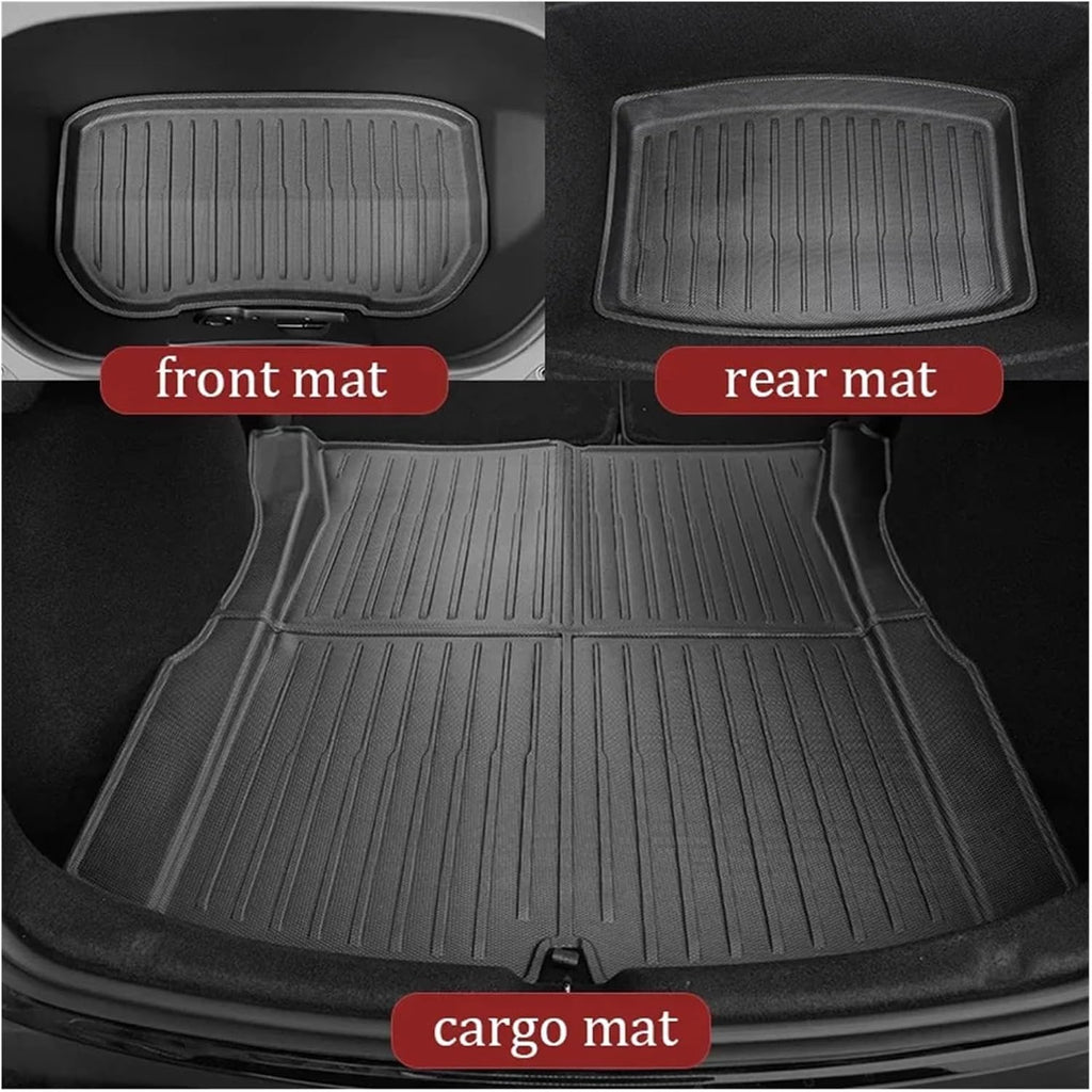 Compatible with Model 3 2024 Highland Cargo Liner Floor Mats Anti-Slip Pads Waterproof Trunk Mat Compatible with Tesla Model 3 2024 Highland Accessories(3 3Pcs Floor Mat XPE)