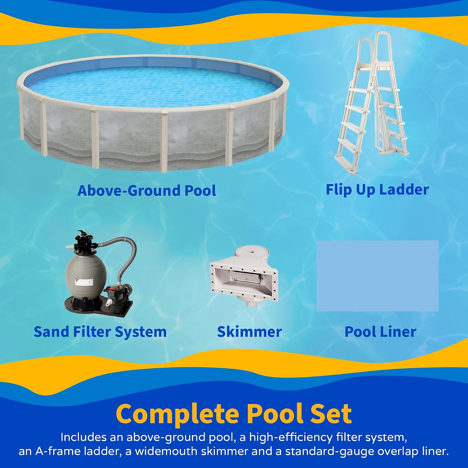 Trinity 27-ft Round 52-in Deep Steel Wall Pool Package with 7-in Top Rail