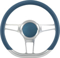 14' Satin Billet Steering Wheel with Half Wrap and Horn Button-Blue