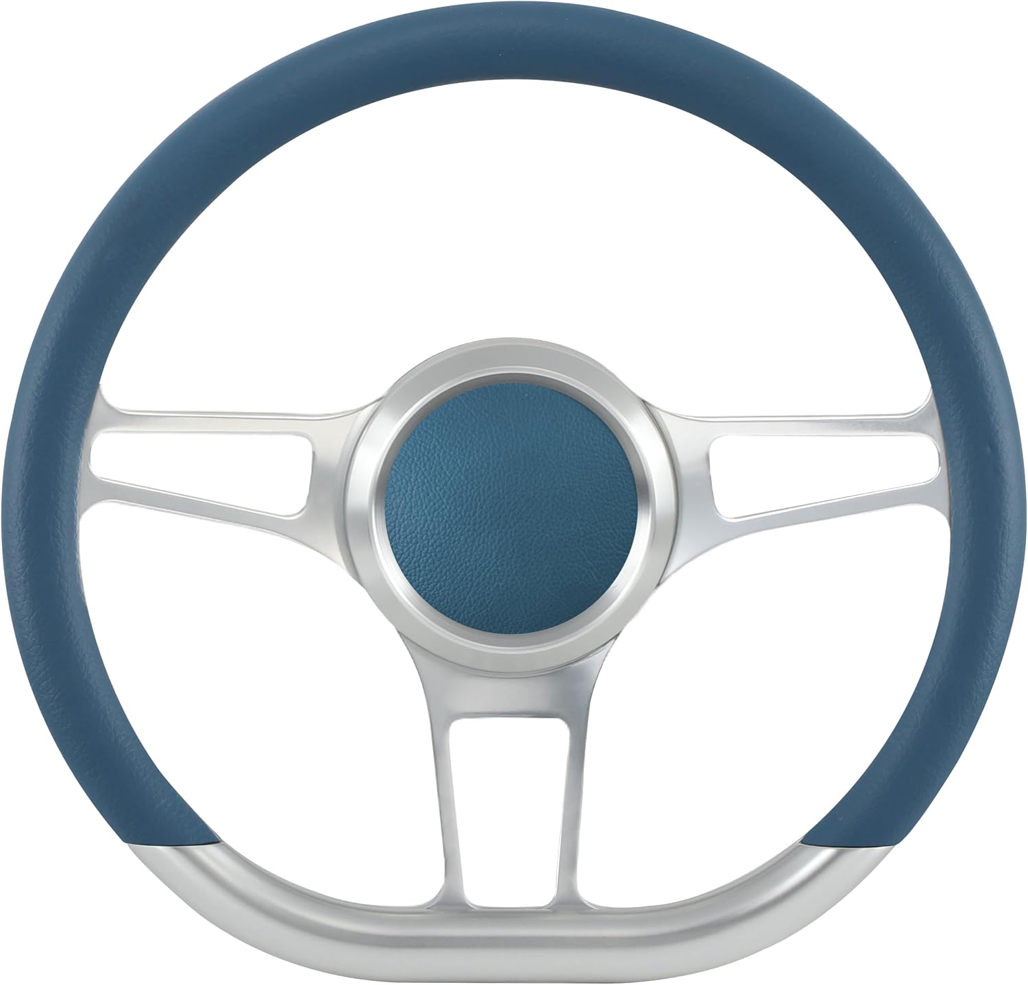 14' Satin Billet Steering Wheel with Half Wrap and Horn Button-Blue