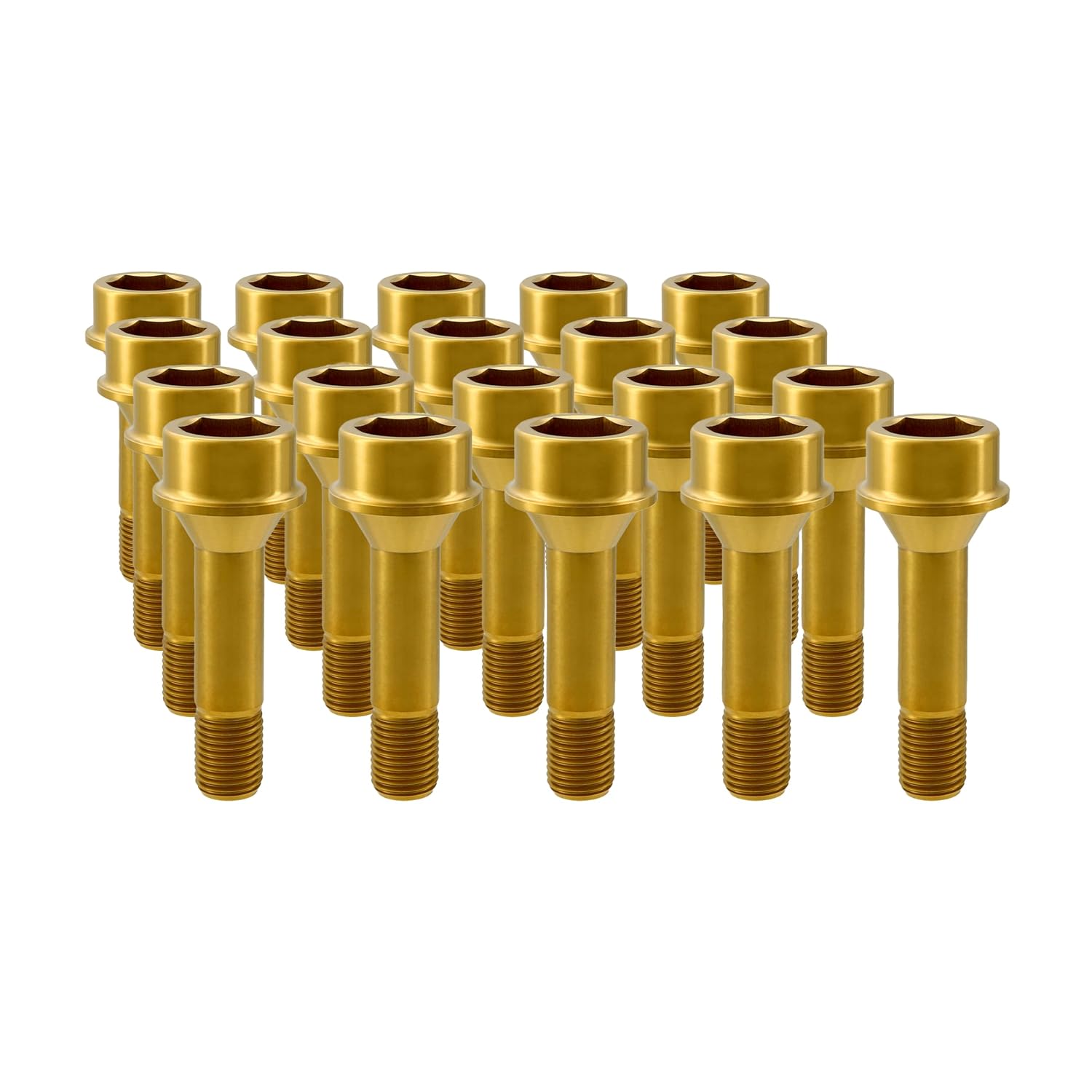 RISON Titanium Wheel Lug Bolts M14x1.5x52/67mm Lug Bolts Aerospace Grade 6AL4V Lightweight and Durability Lug Bolt Car Accessories for Ferrari Pack of 20pcs (Gold, M14X1.5X67mm)