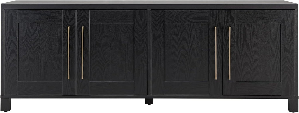 Henn&Hart Rectangular TV Stand for TV's up to 80' in Black Grain, TV Stands for the Living Room