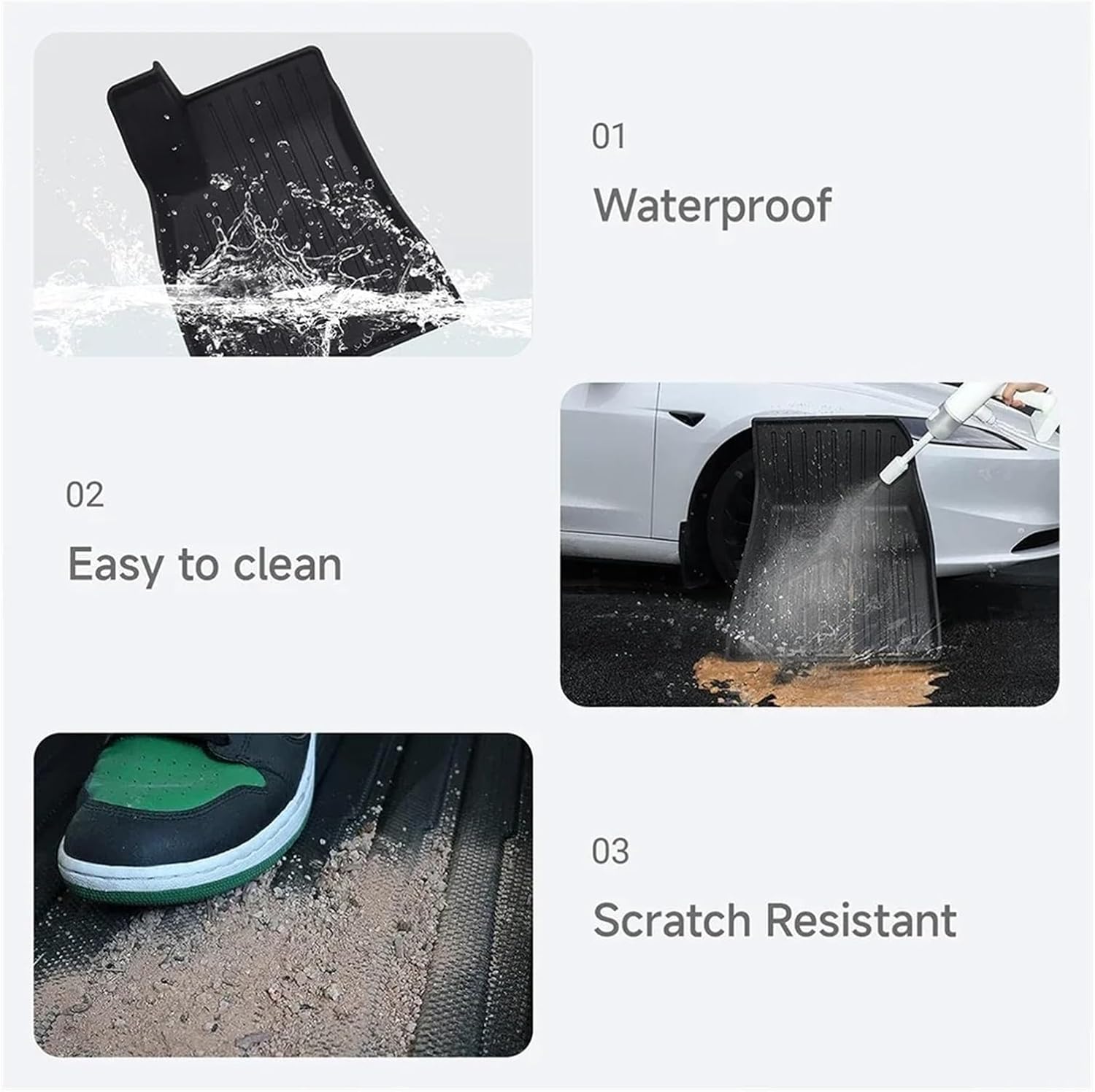 Floor Mat Compatible with Tesla Model 3 Highland 2024-2026 Accessories Anti-Slip Waterproof Cargo Liner Luggage TPE Mat Model 3 Highland(3Pcs Trunk Mats)