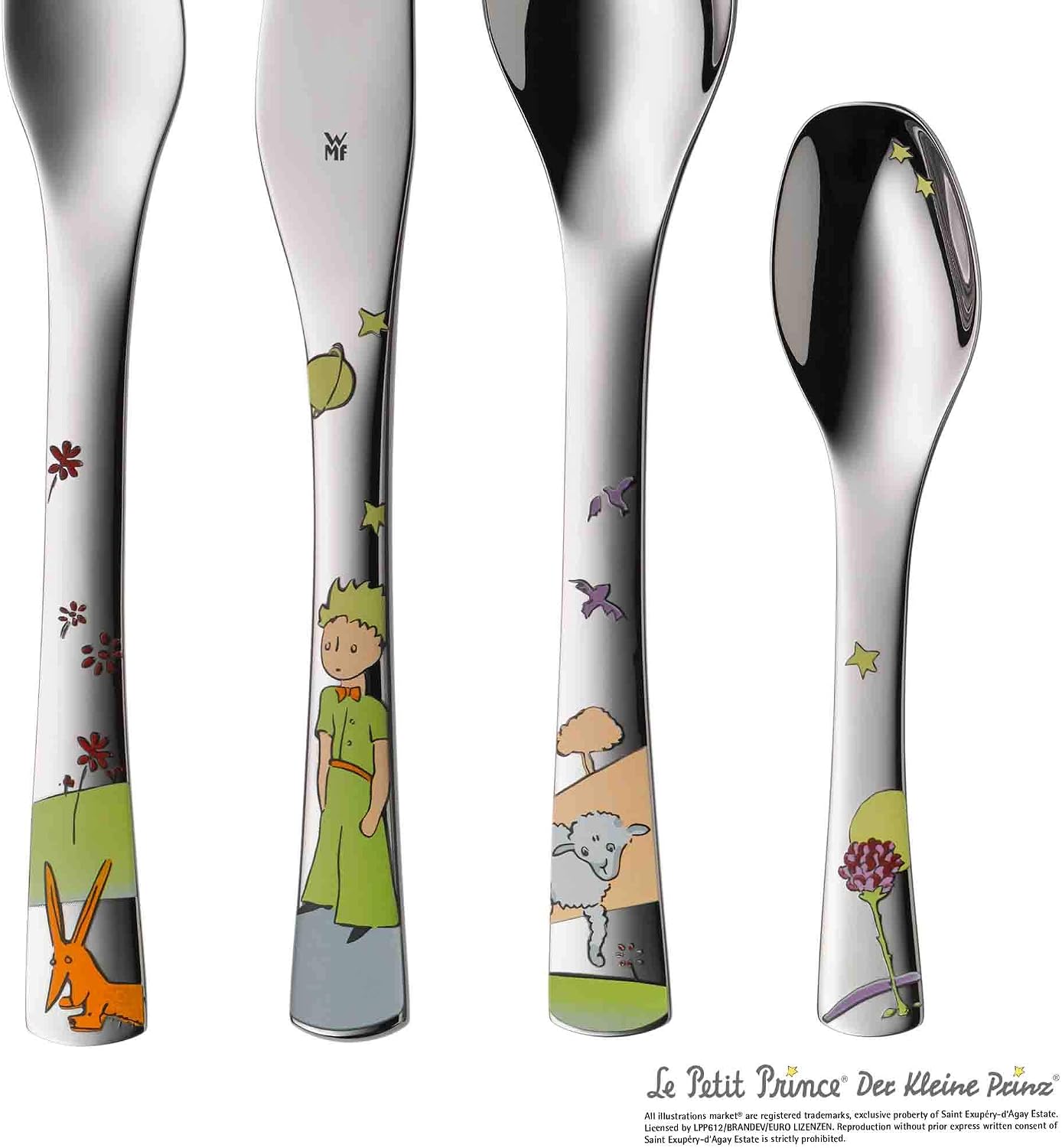 WMF Children Cutlery Set 4-Pieces The Kleine Prince Cromargan 18/10 Stainless Steel Brushed Suitable from 6 Years