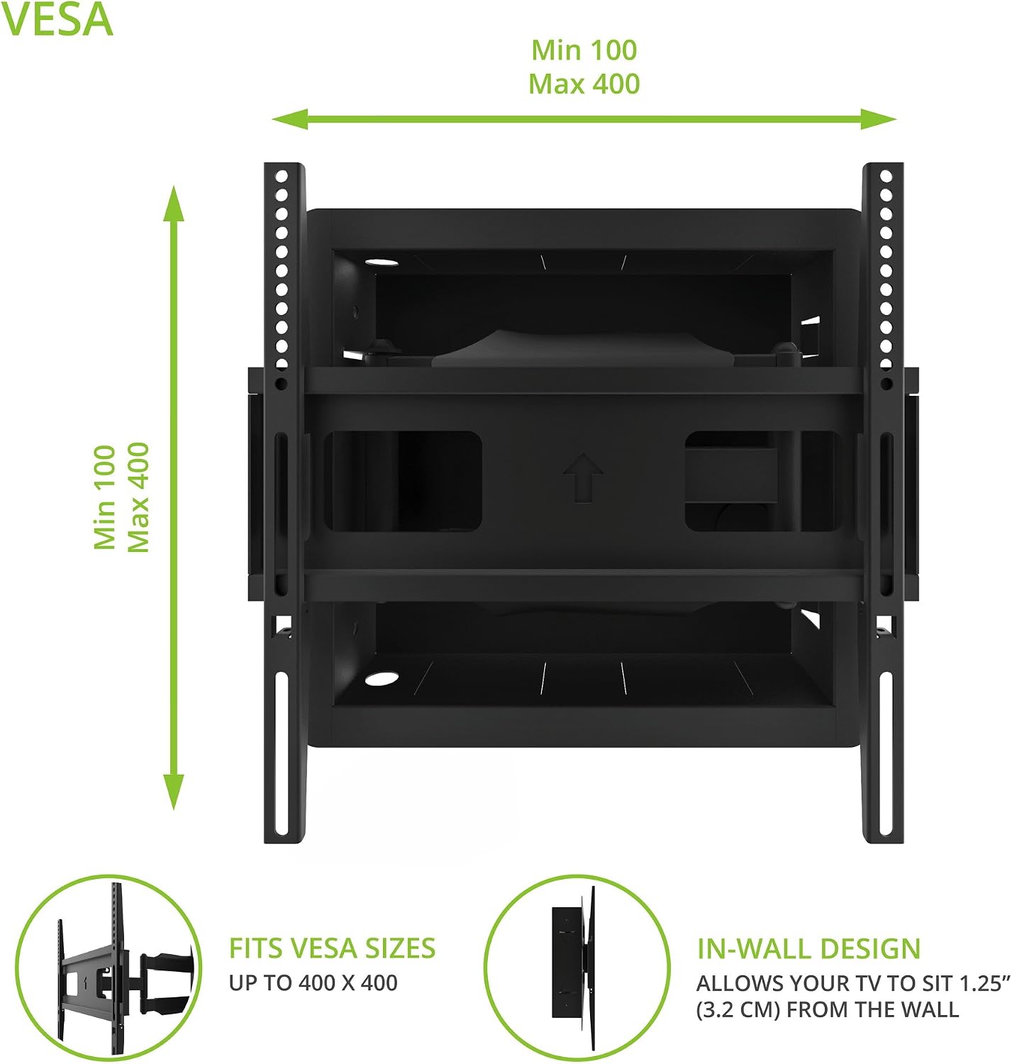 Samsung QN32Q8FAAFXZA 32 Inch Class QLED Q8F 4K Vision AI Smart TV with a Kanto R300 Recessed Low Profile Full Motion TV Wall Mount (2025)