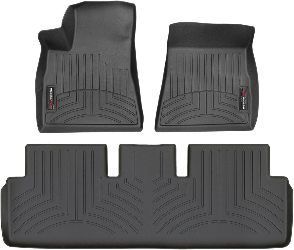 WeatherTech Custom Fit FloorLiners for Tesla Model 3, Model 3, 1st & 2nd Row (441220-1-2), Black