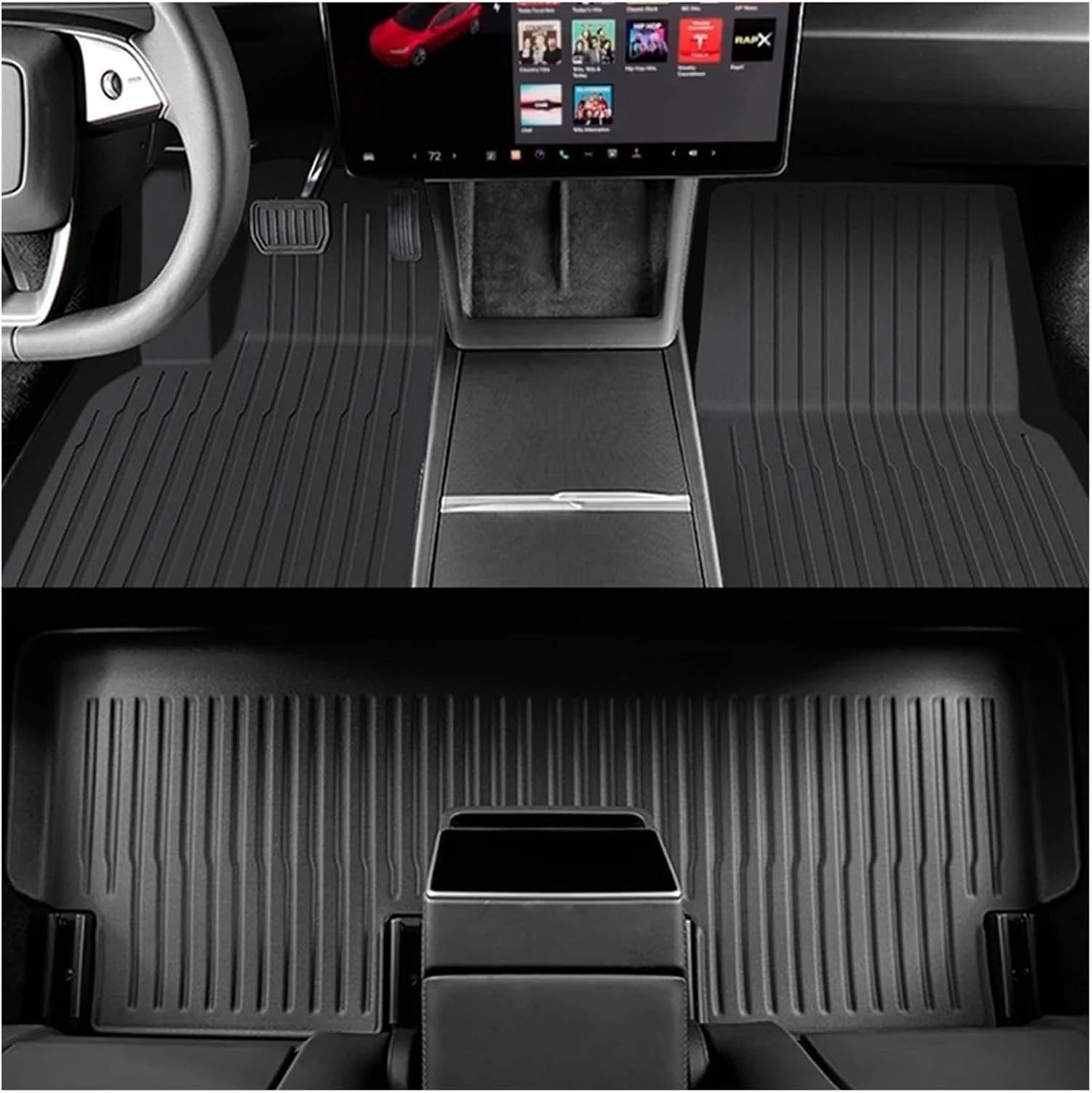Compatible with Tesla Model 3 Highland 2024 Floor Mats Cargo Liners Mat TPE Protective Pads Model 3 2024 Highland Accessories(3Pcs Floor mats)
