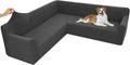 Arfntevss Stretch Sectional Couch Covers L Shaped Corner Sectional Sofa Cover Washable Jacquard Soft Fleece U Shape Sofa Slipcovers Anti Slip Furniture Protector for Dogs Pets (Medium, Dark Gray)