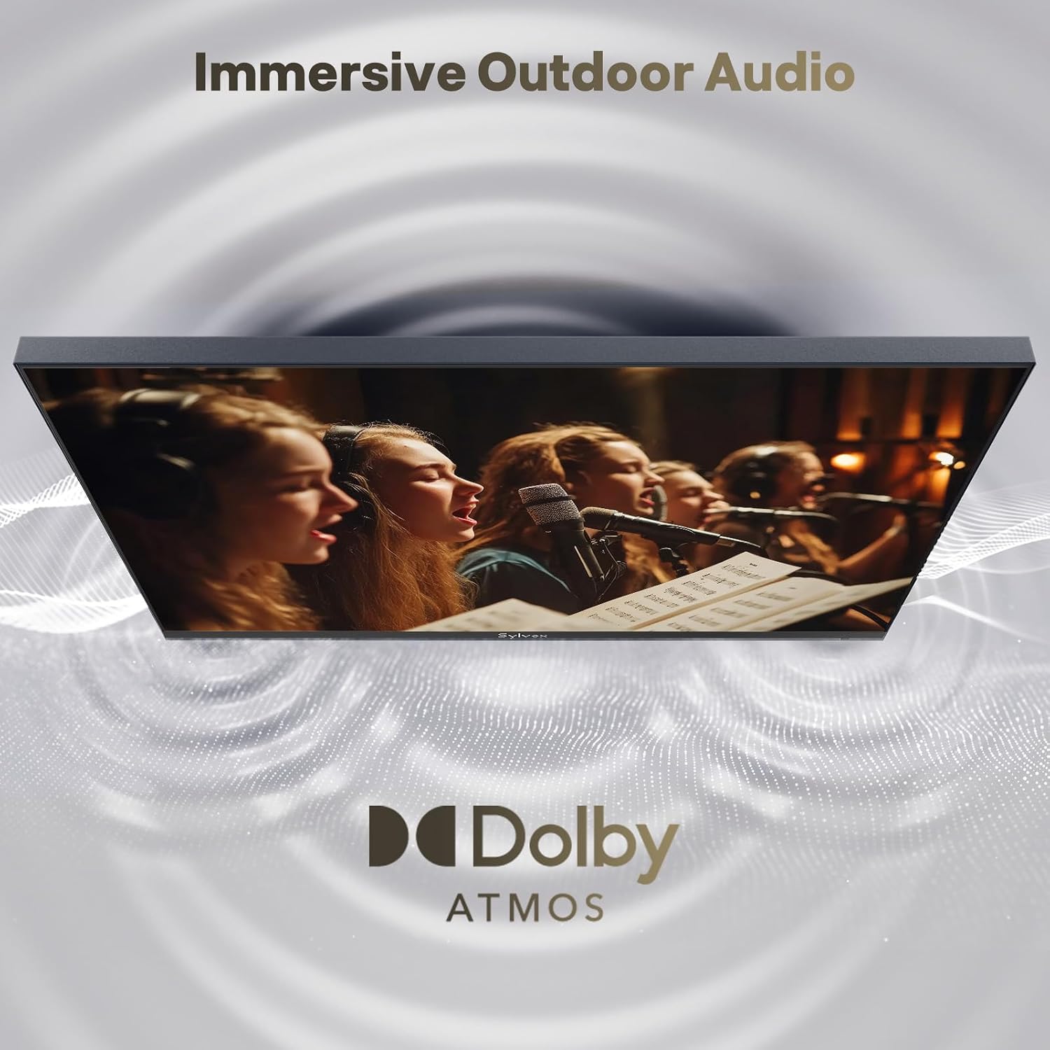 SYLVOX 65 inch Outdoor TV with Soundbar, Ultra-Narrow Bezel, 4K Smart TV, 1000 nits, IP56 Waterproof, Dual Speakers, All-Weather Metal Chassis for Patio, Deck, Backyard (Frameless Series)