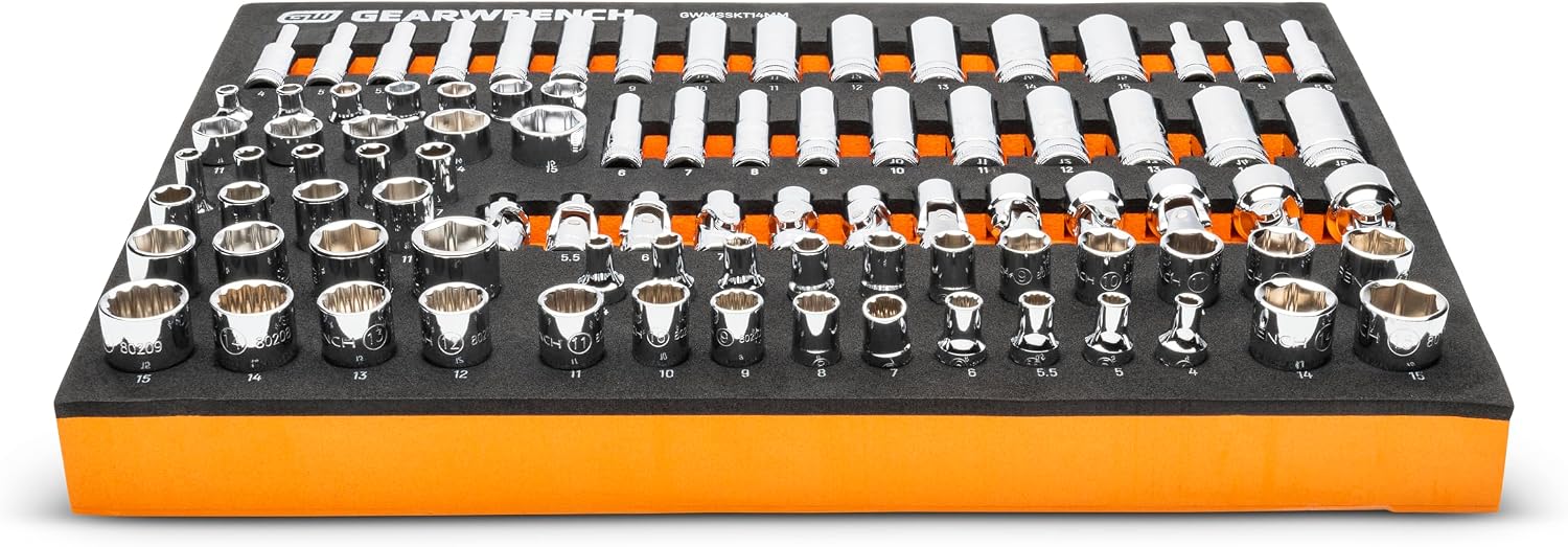 GEARWRENCH 89 Piece 1/4' Drive Master Metric Socket Set in Foam Storage Tray - GWMSSKT14MM (Pack of 6)