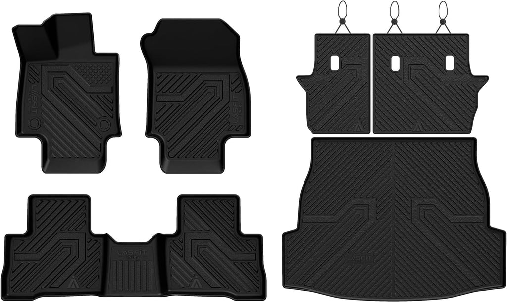 LASFIT Floor Mats&Trunk Mat Fit for Toyota RAV4 2019-2025 (Only Fit Hybrid) All Weather TPE Mats Custom Fit Floor Liner for Toyota RAV 4 1st and 2nd Row Full Set Car Mats and Cargo Liner