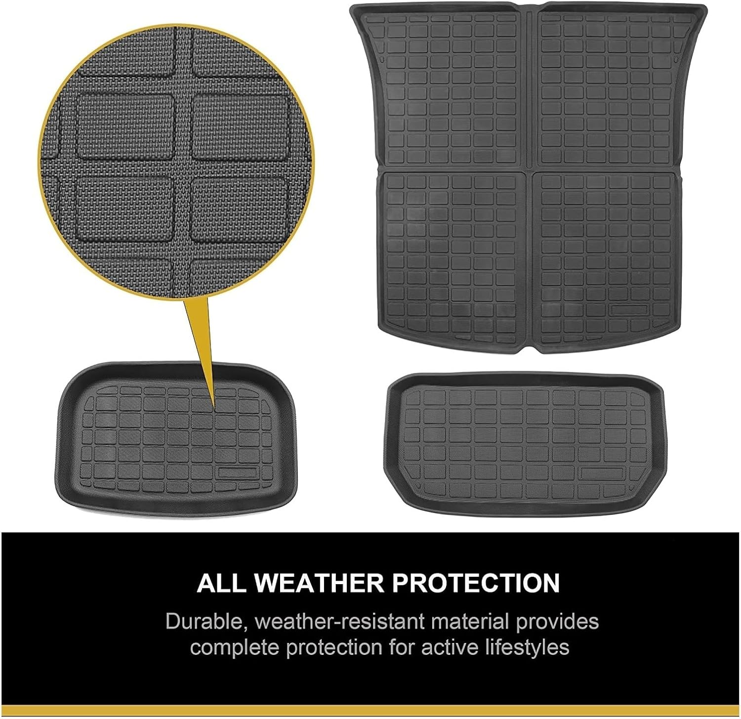 Anti Slip Front Trunk Rear Trunk Storage Mat All Weather Cargo Liner Floor Mats 3pcs TPE Mats Compatible with Tesla Model 3