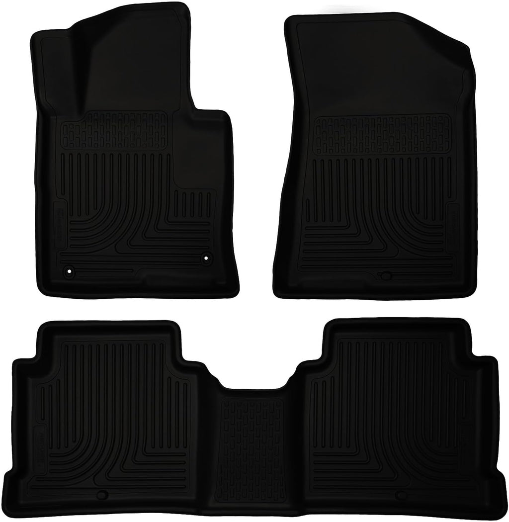 Husky Liners Weatherbeater Floor Mats | Fits 2015-2019 Hyundai Sonata (Excludes Hybrid); 2016-2020 Kia Optima | Front & 2nd Row, 3-pc Black - 99631
