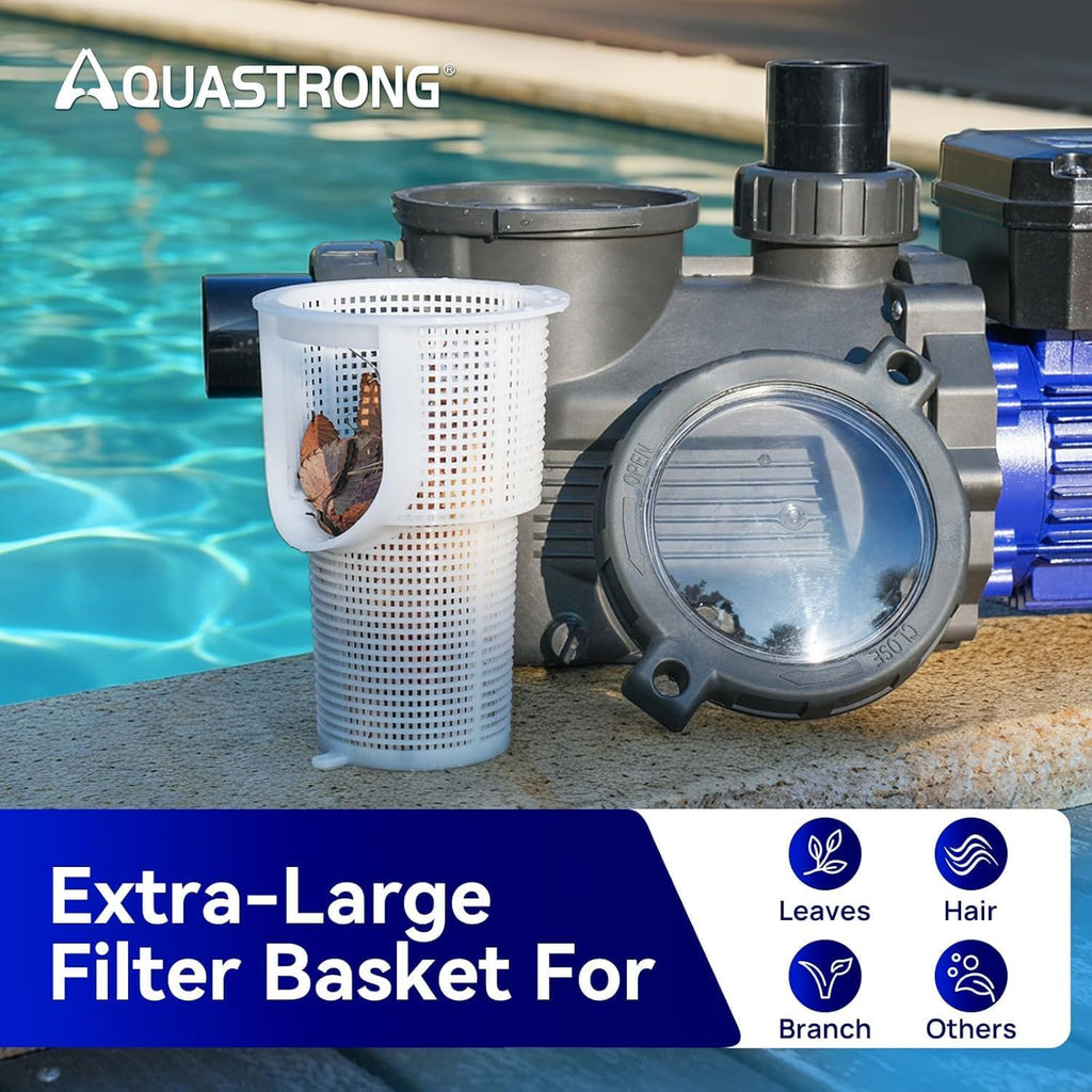 Aquastrong In/Above Ground Pool Pump Dual Speed with Timer High Flow Self Primming Swimming Pool Pump,Blue