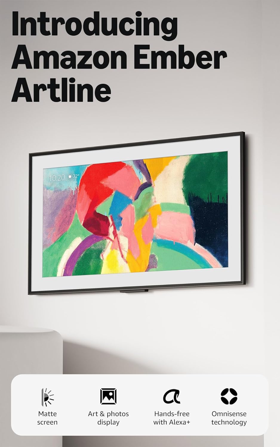 Amazon Ember Artline 65' with Fire TV (newest model), 4K Ultra HD QLED smart TV with free art and photos, anti-glare display, custom frames, Dolby Vision, find shows faster with Alexa+ - Black Oak