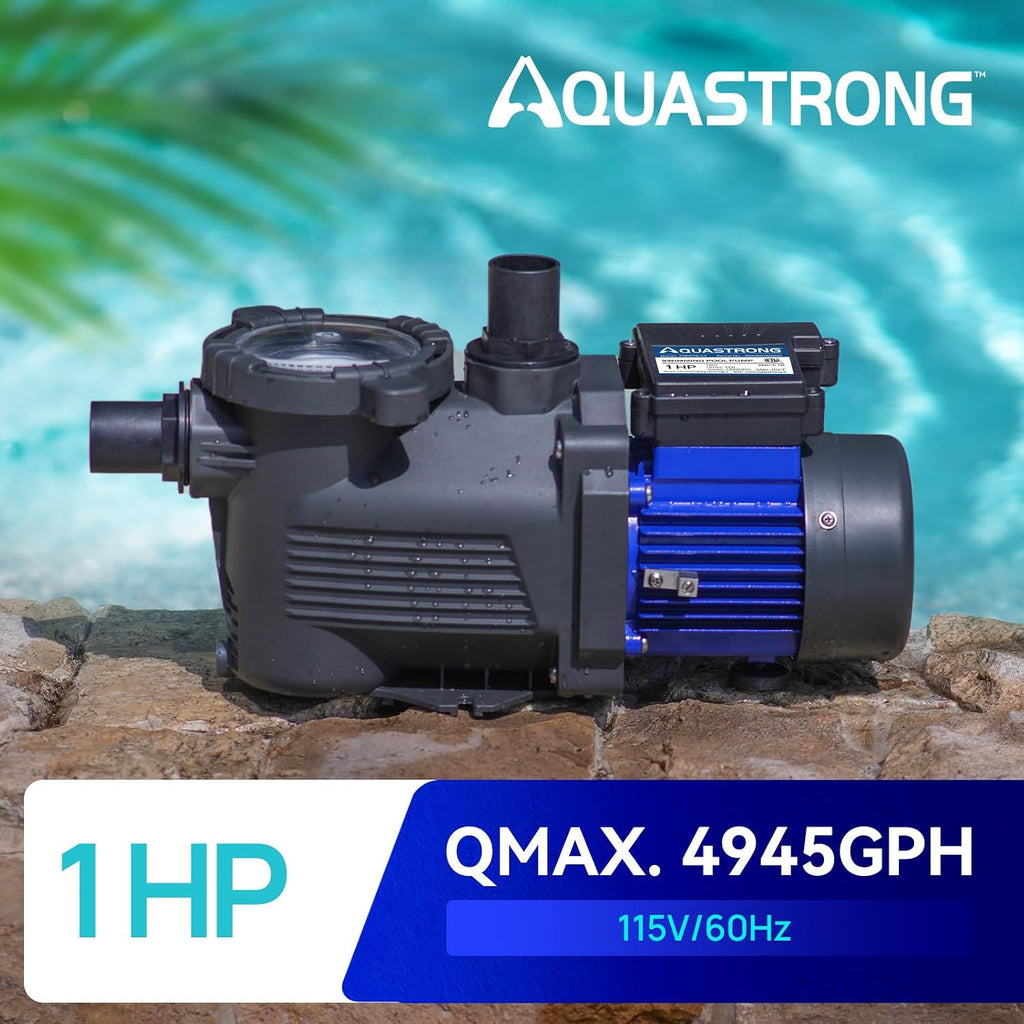 AQUASTRONG Above Ground Pool Pump High Flow Self Priming Swimming Pool Pumps with Filter Basket,Deep Blue