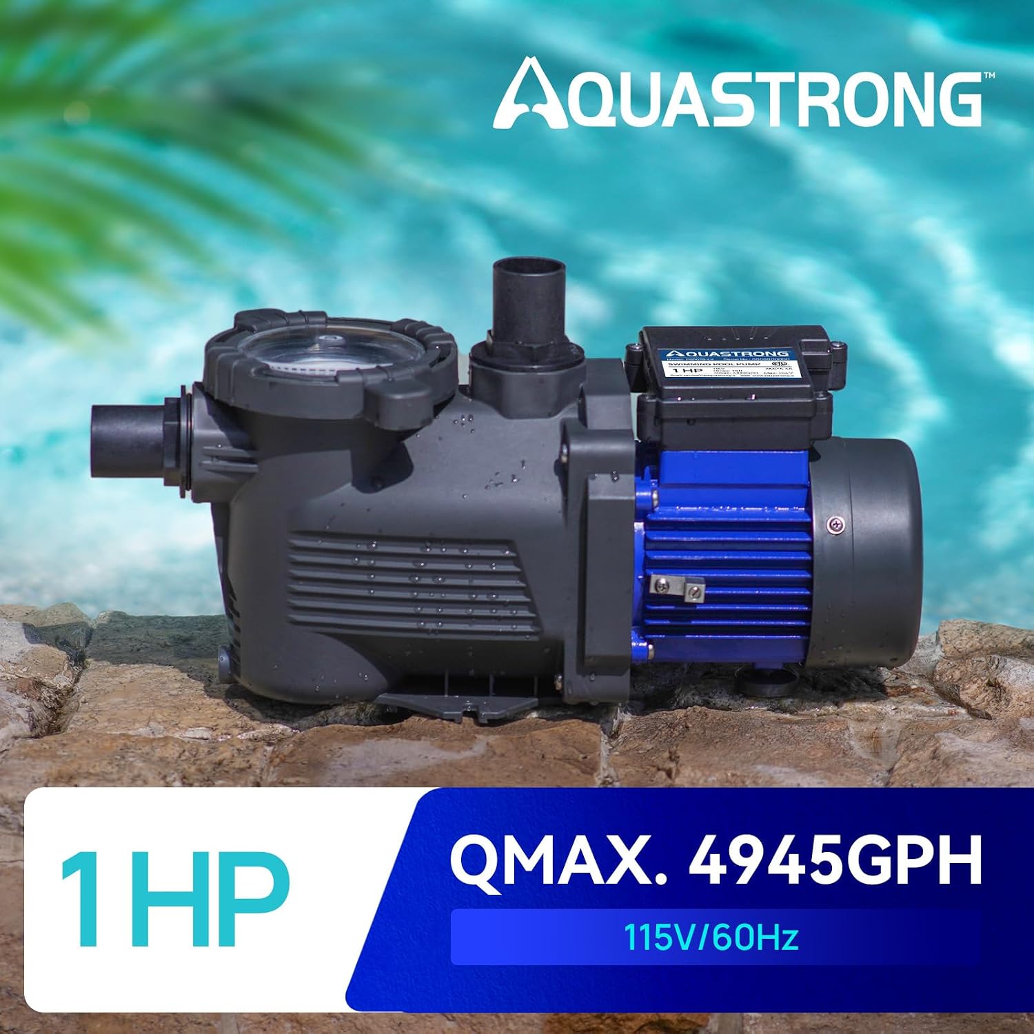 AQUASTRONG Above Ground Pool Pump High Flow Self Priming Swimming Pool Pumps with Filter Basket,Deep Blue
