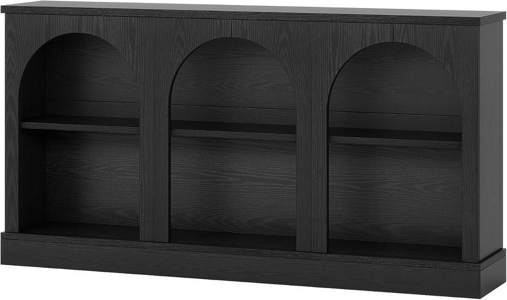 Tribesigns Wooden Narrow Entryway Table with 3-Tier Storage Shelf, 63' Long Modern Farmhouse Sofa Console Table for Hallway, Living Room, Entrance, or Bedroom (Black)