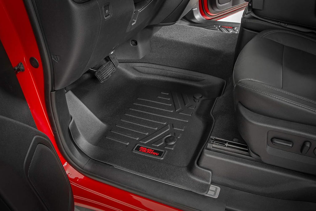 Rough Country Floor Mats for 2007-2013 Jeep Wrangler JK Unlimited - M-60712, Front | Rear, Black