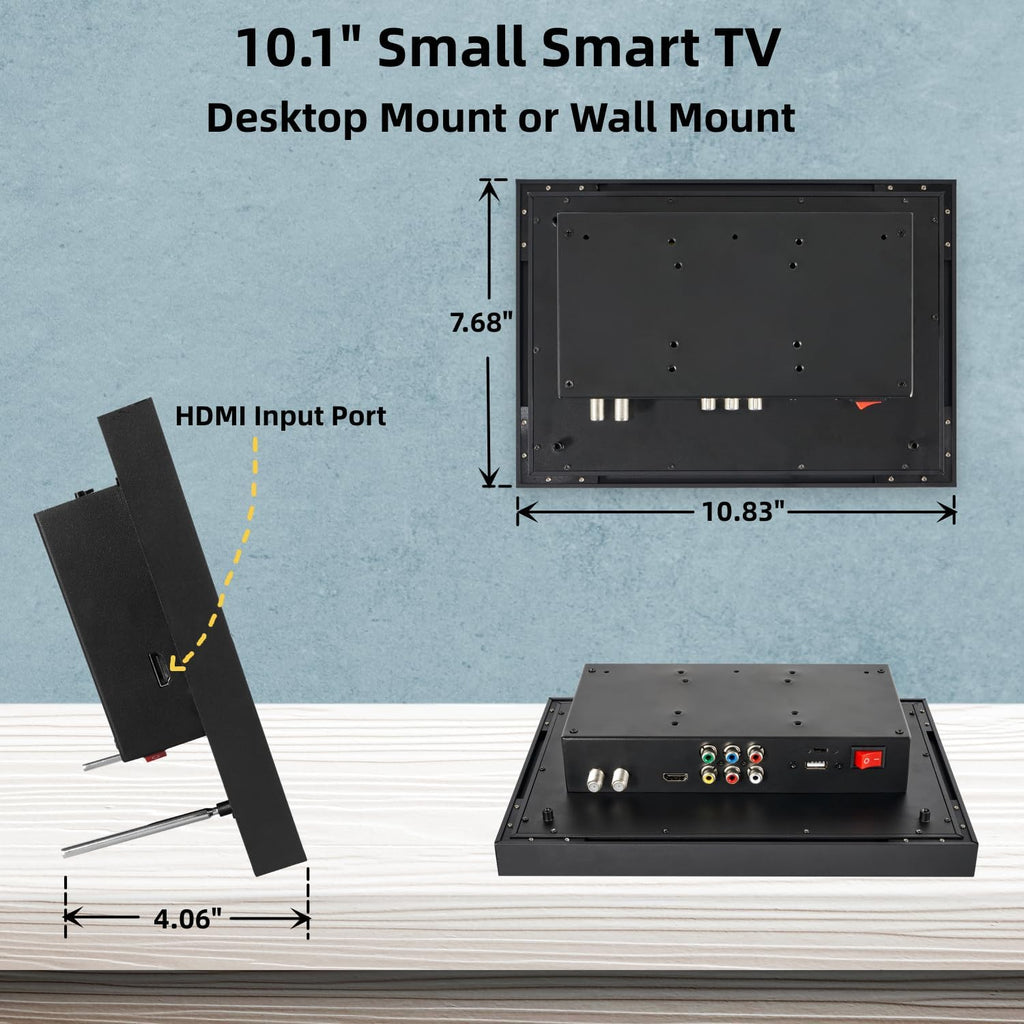 10 Inch Small Smart TV with ATSC Tuner & Touch Screen, 5-in-1 Kitchen TV with Home Control Panel, Video Call, Calendar & Photo Frame Functions, Portable MINI for Bedroom, RV, Camper