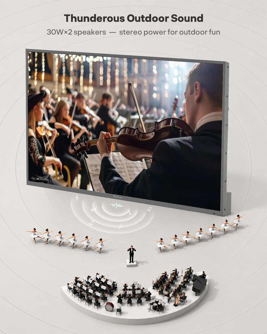 SYLVOX Outdoor TV, 65'' Helio QLED Mini LED TV 120Hz, Ultra-Bright 3500 Nits, IP56 Waterproof, Anti-Glare, Dolby Atmos Speaker 30W*2, Smart Google TV for Poolside or Full Sun Area (Cinema Pro Series)
