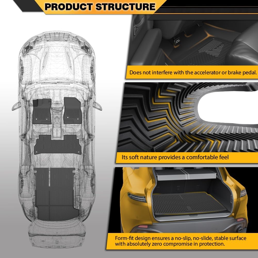 TPE Floor Mats Fit LX RX270 2013 1st & 2nd & 3rd Row Truck Accessories Cargo Liners All Weather Protection 4PCS Black Alfombras para Carro