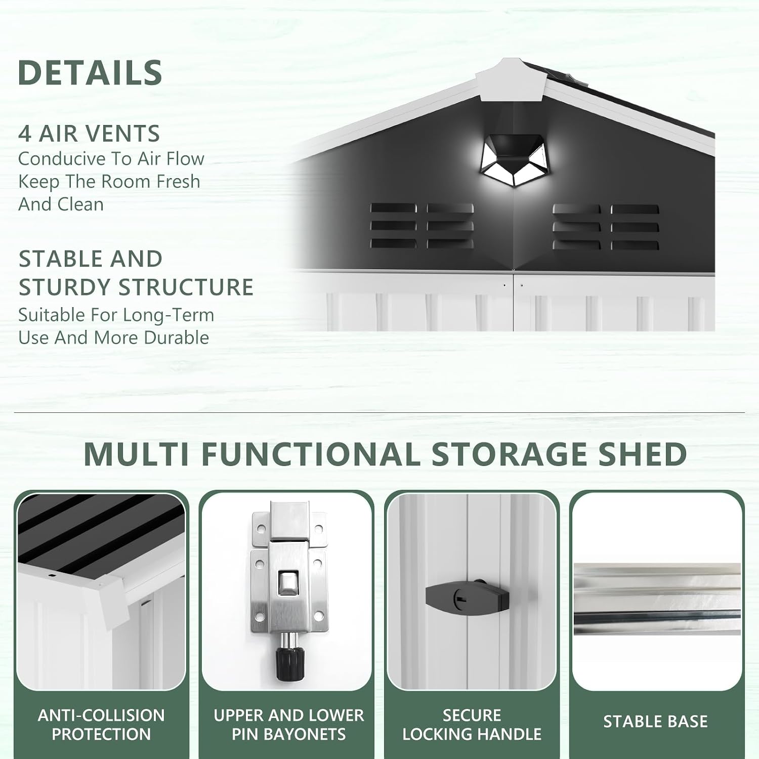 Metal Storage Shed,10x8 Outdoor Storage Building,Large Backyard Sheds with Lockable Doors,Waterproof Outside Storage Sheds，White