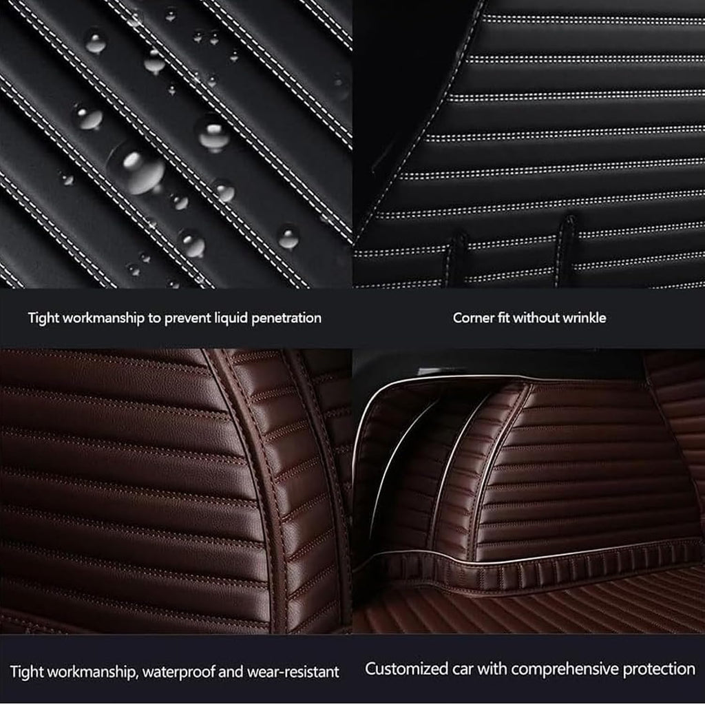 Car Boot Liners Mats Leather for Tesla Model X (5seats) 2016-2026, Rear Trunk Cargo Carpets Protector Cover, Full Coverage Anti-Slip Waterproof Scratch Accessories, C/Black-White