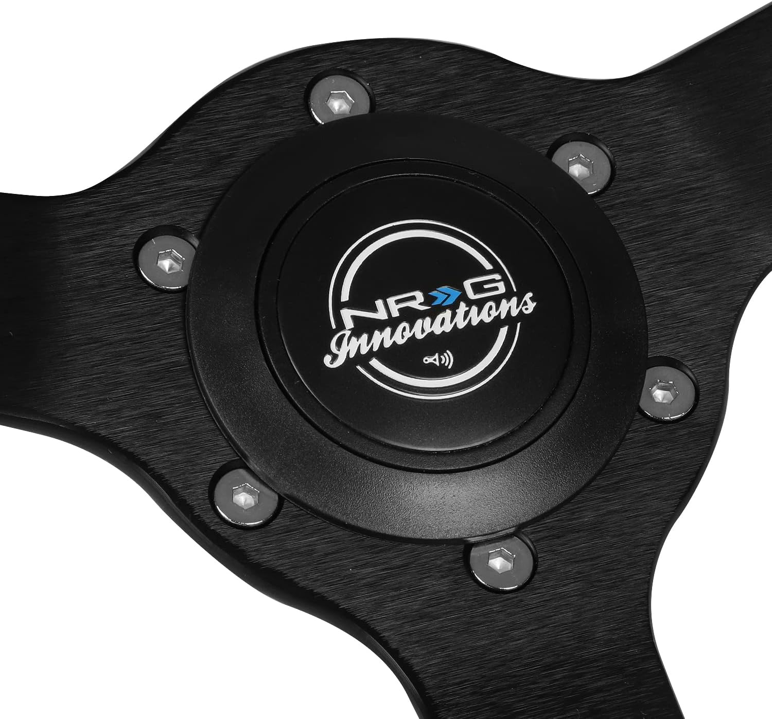 NRG Innovations NRG-RST-380STL-B Reinforced Classic Stealth Wheel, 380mm, 3 Spoke Center with Diagnal Slits, 1' Deep Dish with Perforated Leather and Black Stitching