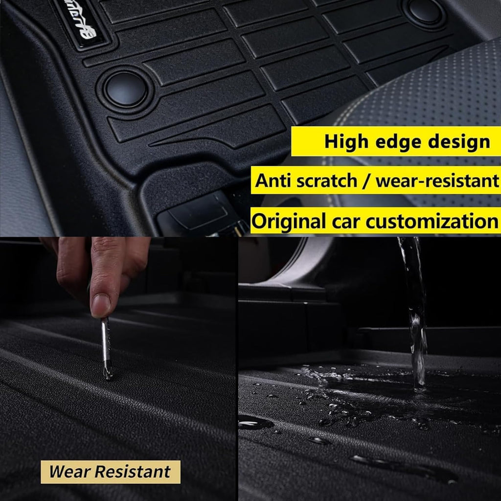 Floor Mats for 2017-2025 2026 Chrysler Pacifica Gas Touring Models (Non Hybrid & Non Pinnacle Model with Trunk Mat TPE All Weather fit 2018-2026 Voyager Car Floor Liners&Cargo Liners-Black