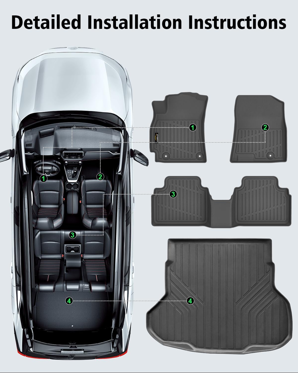 Floor Mats & Cargo Liner Custom Fit for Kia K4 2025 2026 Sedan All Weather TPE Rubber Trunk Mat Anti-Slip Full Set Automotive Floor Liners for Kia K4 2025 Accessories