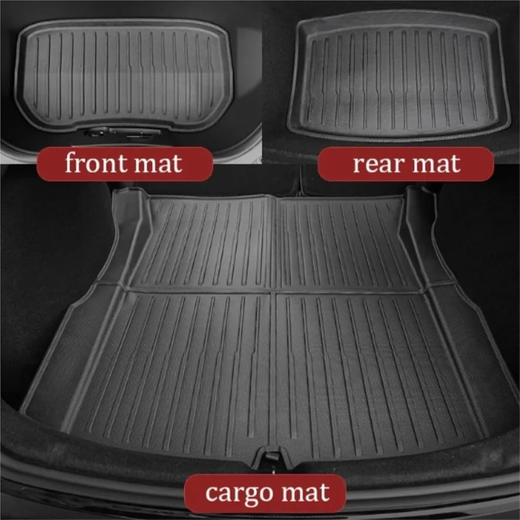 Compatible for Tesla Model 3 2024 Highland Floor Mats Cargo Liner Waterproof Anti-Slip Trunk Mat TPE Pads Left Right Rubber Accessories(Trunk 5pcs)