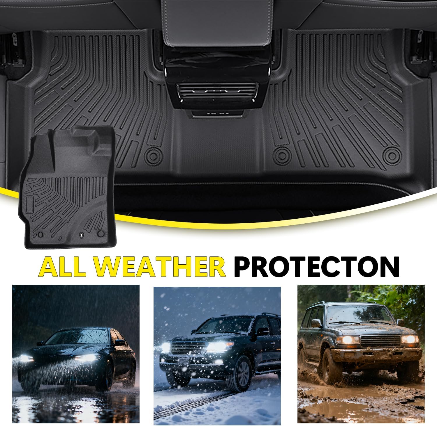 Floor Mats Compatible with Toyota 4Runner 2025 2026(Only Hybrid),All Weather Protection Duarble TPE Cargo Liner with Backrest Mats Accessories Compatible with Toyota 4Runner 2025 2026(Only Hybrid)