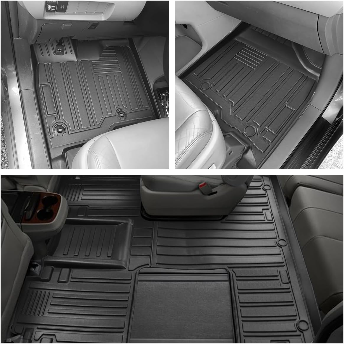 Fit for Sienna 2013-2020 Floor Mat 3 Rows Liners All Weather Custom Black TPE Car Mats Compatible for Toyota Sienna 2013 2014 2015 2016-2020 Accessories 1st, 2nd and 3rd Row（7 Passenger Model）