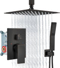 Aolemi Ceiling Mount Shower System Rain Shower Head with Handheld Spray High Pressure Shower Faucet Set Rough-in Valve Shower Trim Kit Included Bathroom Oil Rubbed Bronze 10 Inch Ceiling Shower Head