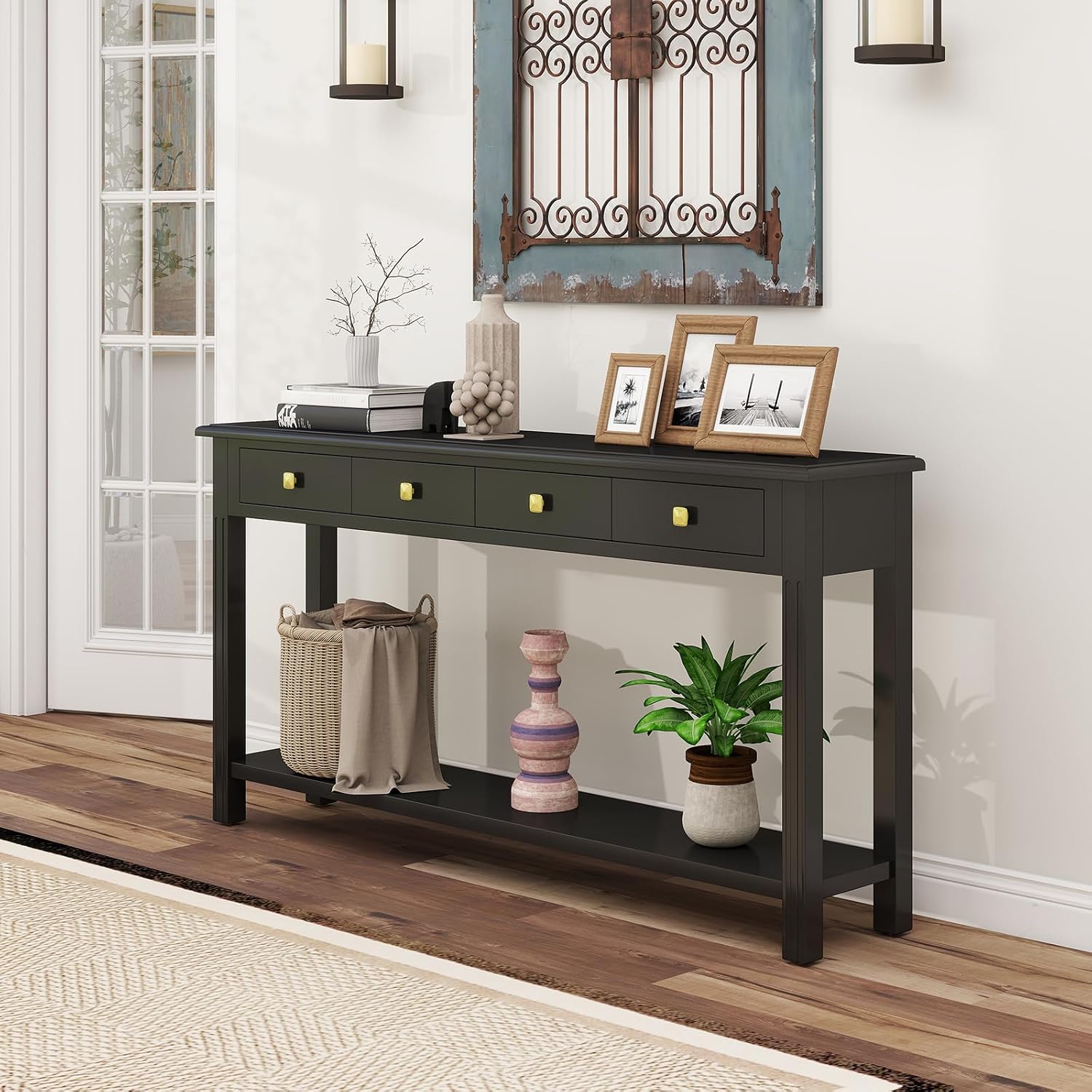 Kinfant Console Table - Entryway Table Sofa Table Hallway for Living Room, Front Hall, Couch (Drawer Handle Style 4)