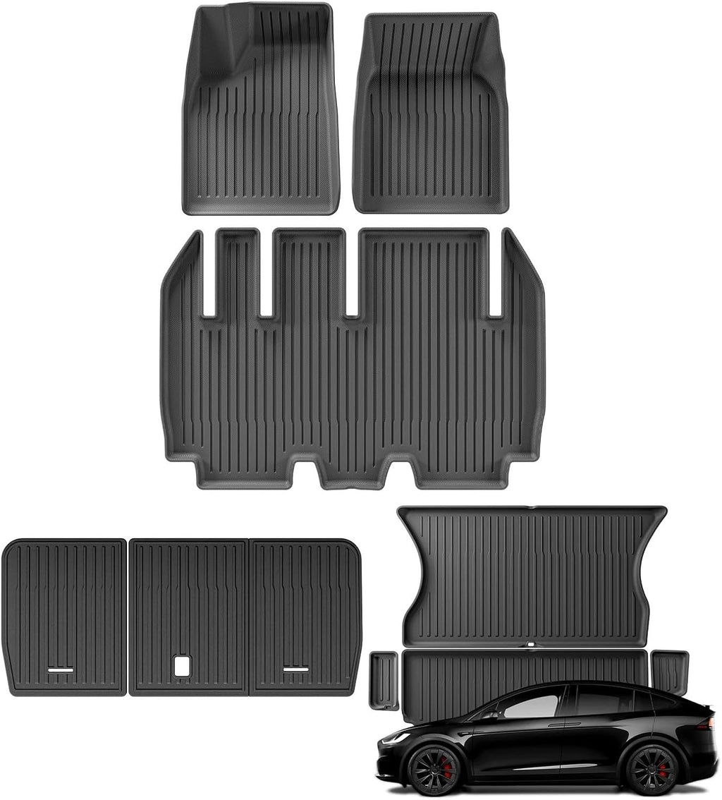 for Tesla Model X 2024 5/6/7 Seat TPE 3D Car Floor Mats Cargo Liner Trunk Pad Waterproof Protective Left Rudder(6seats 3PCS)