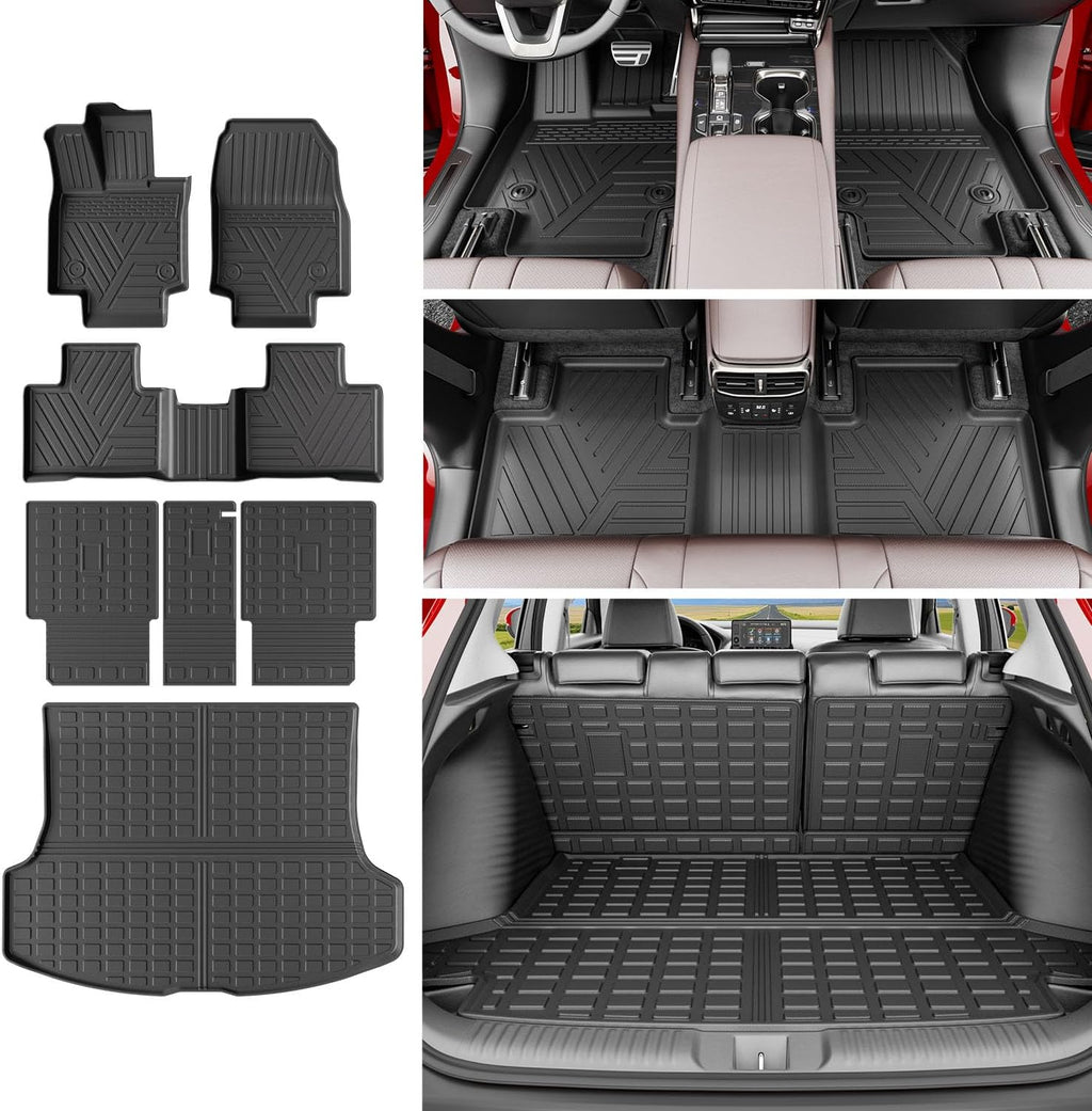 xipoqix Floor Mats Cargo Mat Backrest Mats Compatible with 2023-2026 Lexus RX350 RX350H RX500H TPE Replacement for 23-26 Lexus RX350 RX350H RX500H Accessories (Trunk Mat+Backrest Mats+Floor Mats)