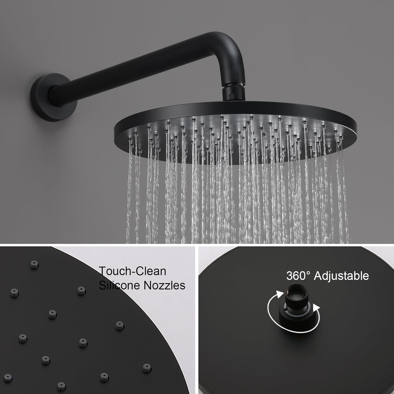 Iriber Shower System Wall Mounted Shower Faucet Mixer Set with Luxury High Pressure Shower head and 3-Setting Handheld, Bathroom Shower Trim Kit Contain Pressure Balance Valve, Matte black