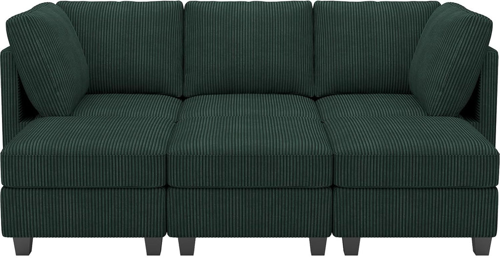 Belffin Modular Sectional Sleeper Sofa with Storage Seat 6 Seat Sectional Sleeper Sofa Bed Corduroy Sectional Couch with Reversible Chaise Green Modular Couch for Living Room