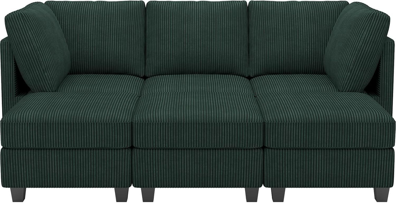 Belffin Modular Sectional Sleeper Sofa with Storage Seat 6 Seat Sectional Sleeper Sofa Bed Corduroy Sectional Couch with Reversible Chaise Green Modular Couch for Living Room